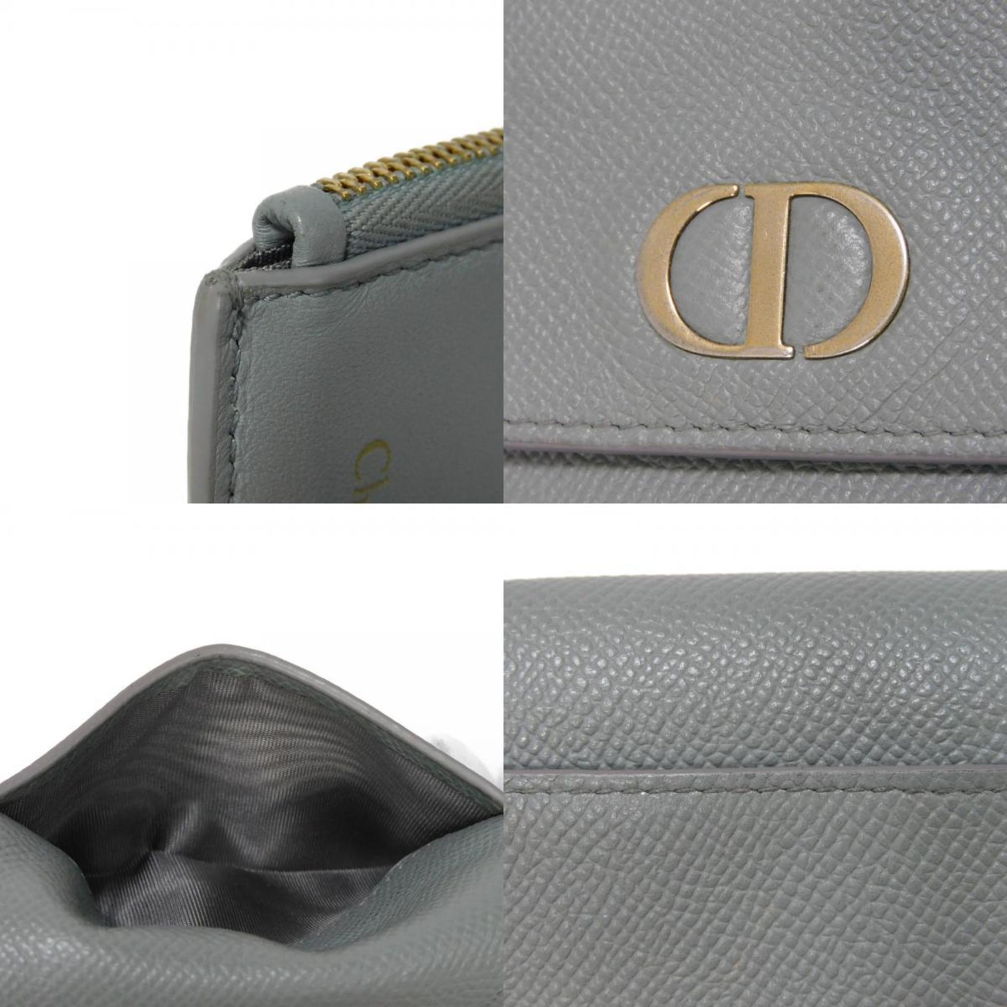 Christian Dior Dior Tri-fold Wallet 30 Montaigne Lotus Calfskin Compact Current CD Stone Gray S2057OBAE_M41G Women's Billfold