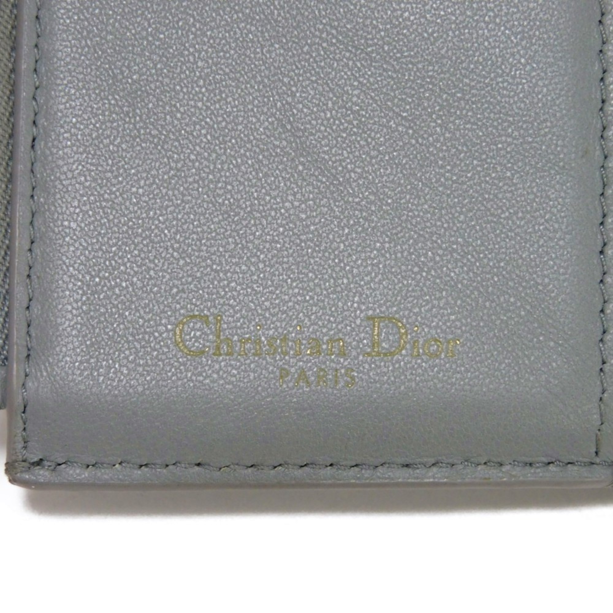 Christian Dior Dior Tri-fold Wallet 30 Montaigne Lotus Calfskin Compact Current CD Stone Gray S2057OBAE_M41G Women's Billfold