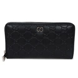 GUCCI Long Wallet Durian Zip Around Embossed Calfskin GG Shima Black 473928 CWC1N 1000 Men's Billfold