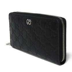 GUCCI Long Wallet Durian Zip Around Embossed Calfskin GG Shima Black 473928 CWC1N 1000 Men's Billfold