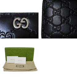 GUCCI Long Wallet Durian Zip Around Embossed Calfskin GG Shima Black 473928 CWC1N 1000 Men's Billfold