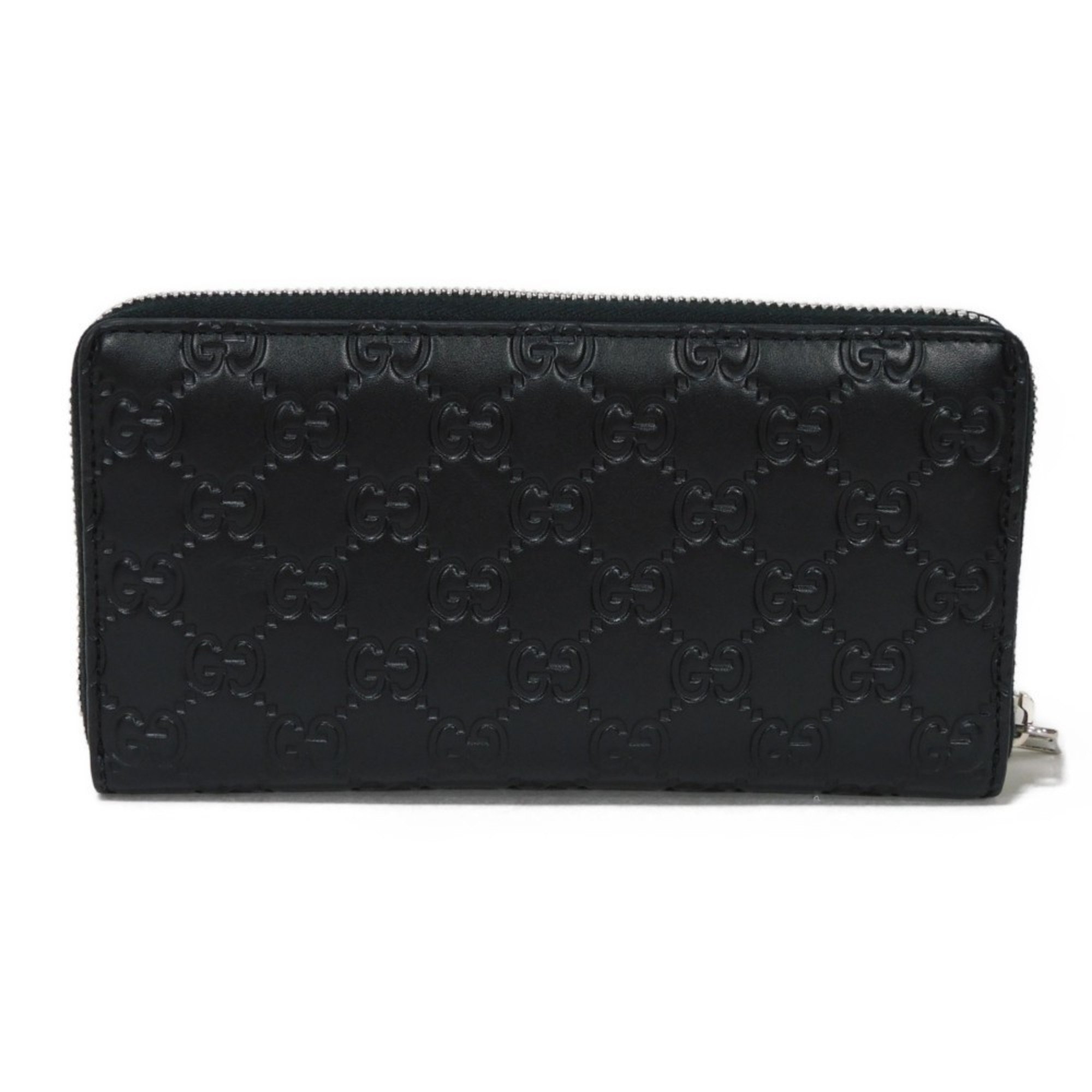 GUCCI Long Wallet Durian Zip Around Embossed Calfskin GG Shima Black 473928 CWC1N 1000 Men's Billfold