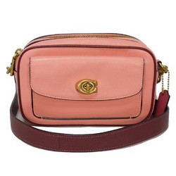 Coach COACH Shoulder Bag Willow Camera C Mark Color Block Bicolor Candy Pink C0695 Women's