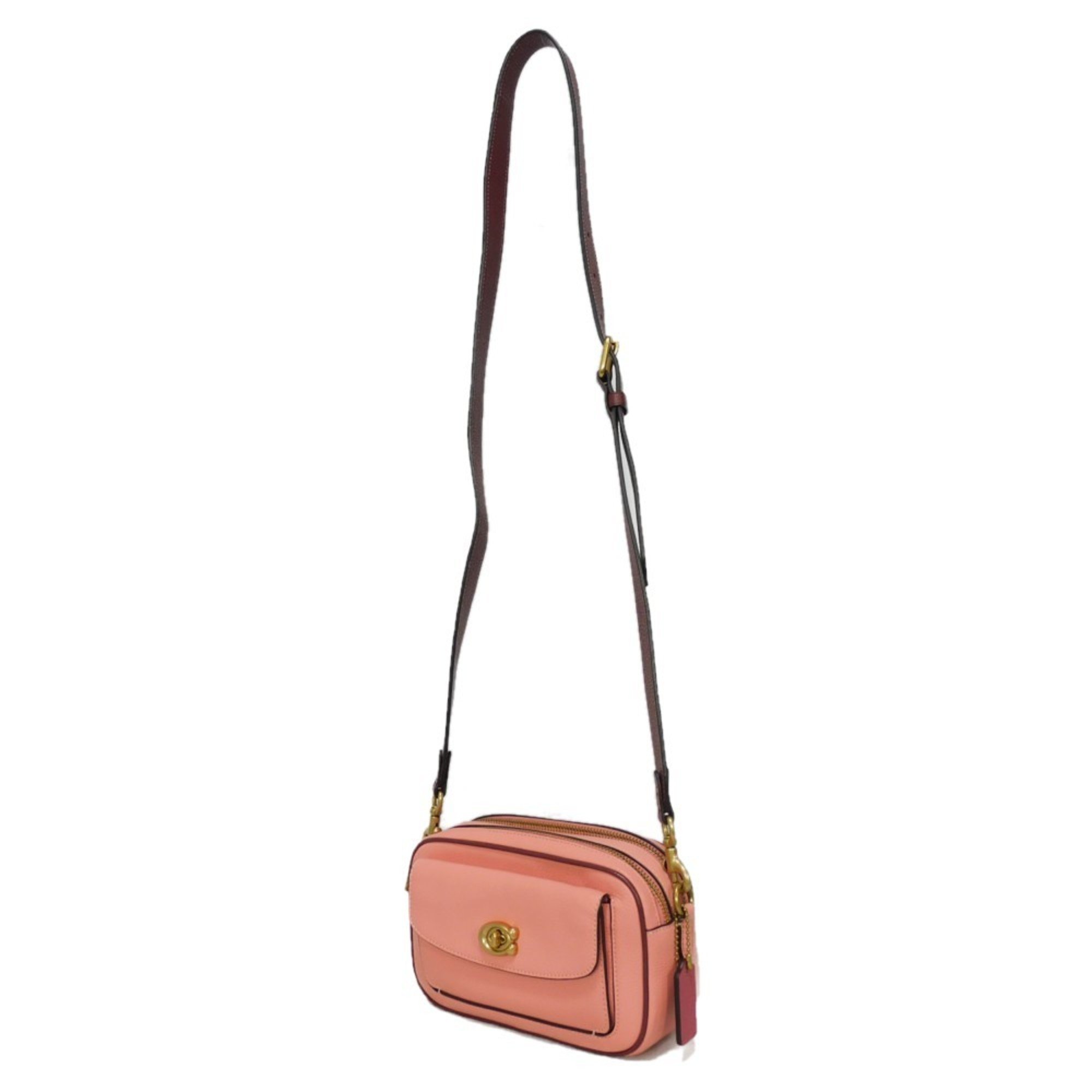 Coach COACH Shoulder Bag Willow Camera C Mark Color Block Bicolor Candy Pink C0695 Women's