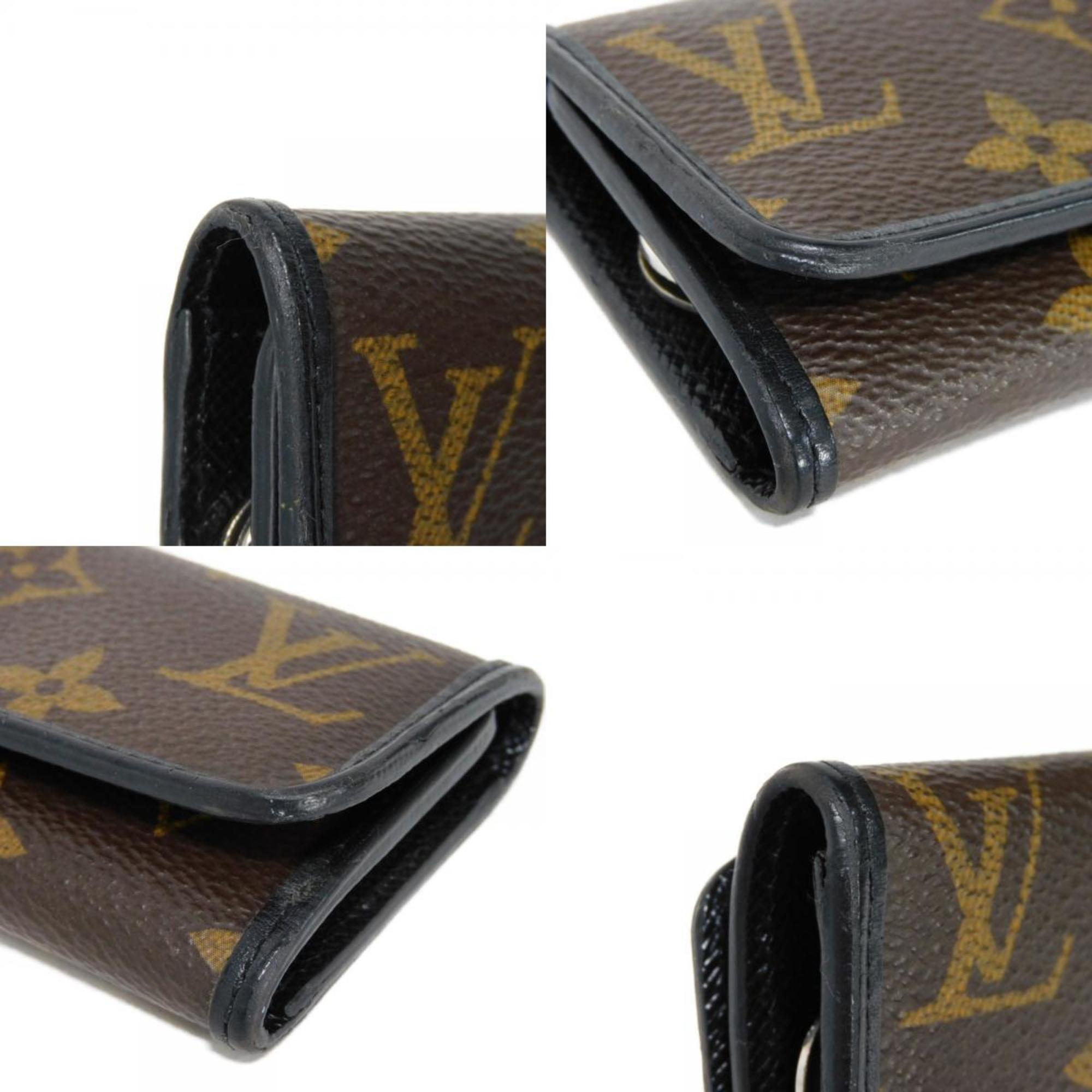 Louis Vuitton LOUIS VUITTON Key Case Multicle 6 LV Flower Brown Black 6-Row Monogram Macassar Noir M60165 Men's