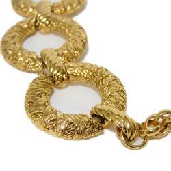 Yves Saint Laurent Necklace Triple Circle Pendant Embossed Pipe Rope Chain YSL Plated Gold Men Women