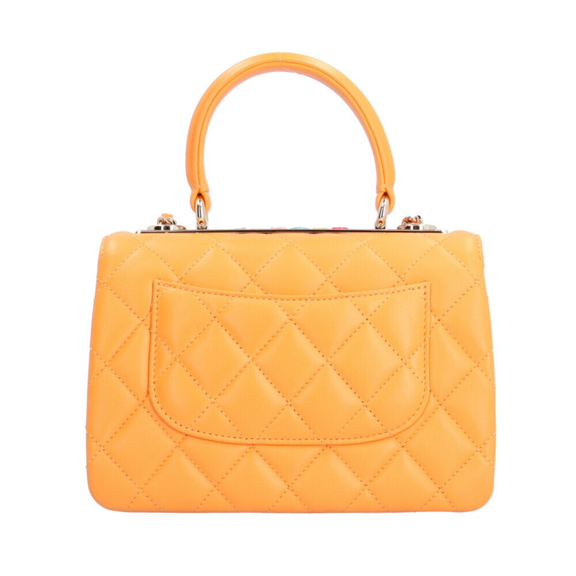 Chanel Matelasse Shoulder Bag Leather Orange Women's CHANEL 2way Chain