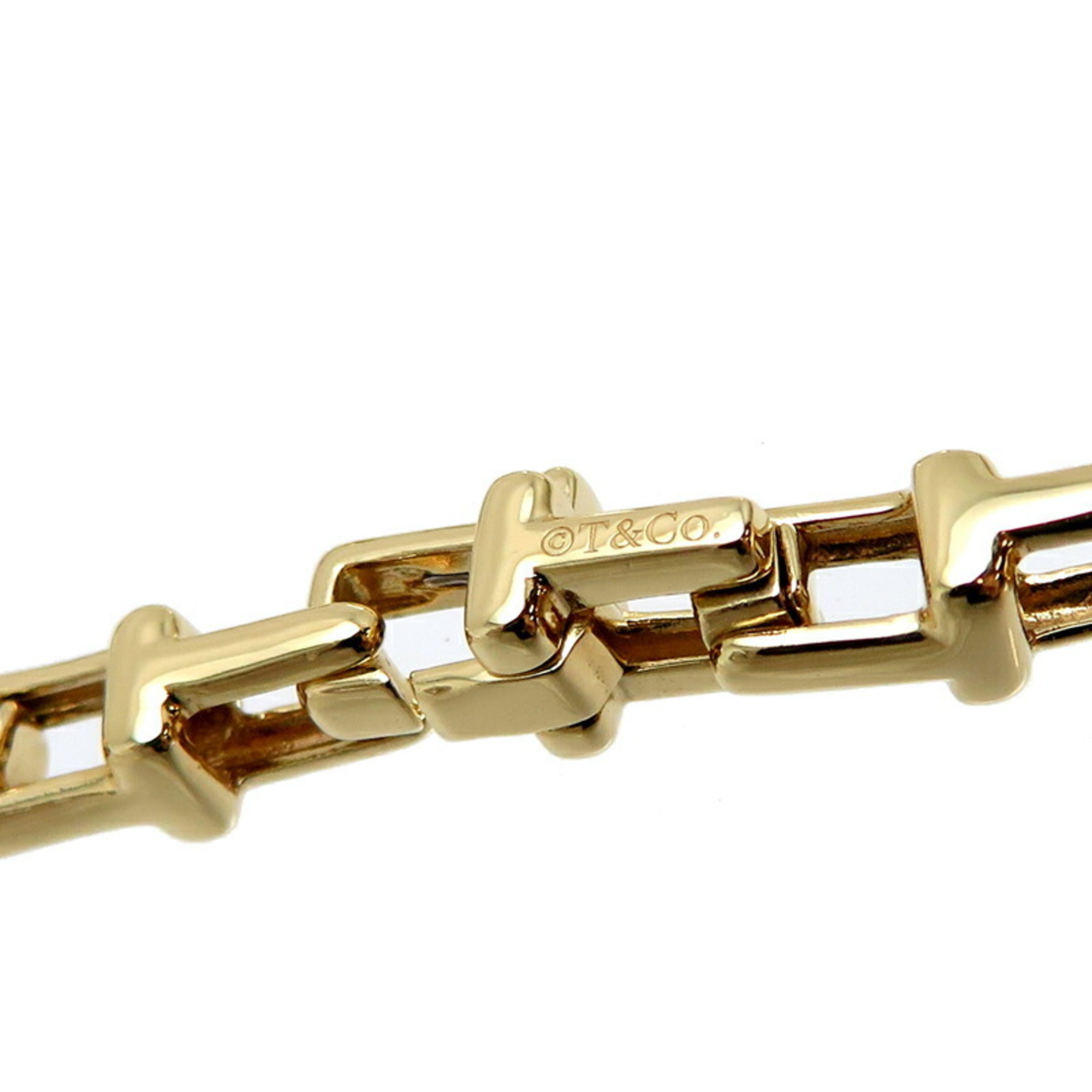 Tiffany T narrow chain women's and men's bracelet 750 yellow gold