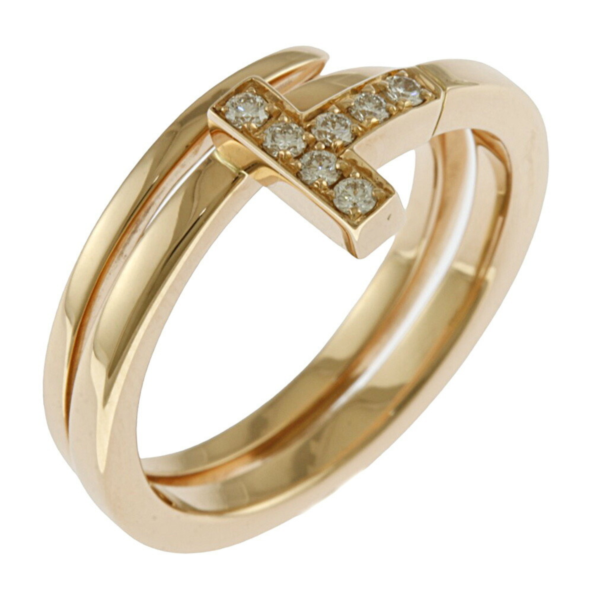 Tiffany T Square Wrap Ring, Size 12.5, 18K Gold, Diamond, Women's, TIFFANY&Co.