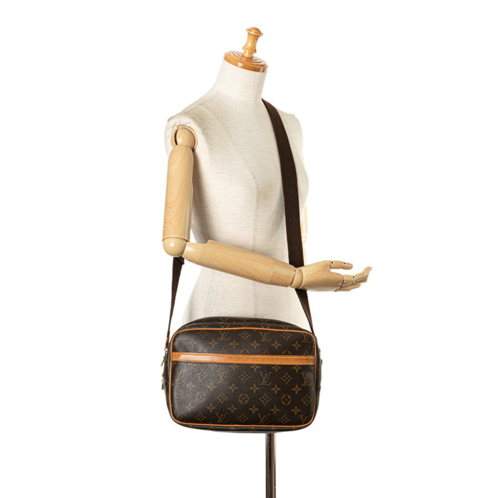 Louis Vuitton Monogram Reporter PM Shoulder Bag M45254 Brown PVC Leather Women's LOUIS VUITTON