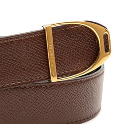 Hermes Etrivier D-buckle belt size: 90 brown gold leather women's HERMES