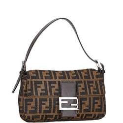 FENDI ZUCCA Mamma Bucket Bag Handbag Brown Canvas Leather Women's