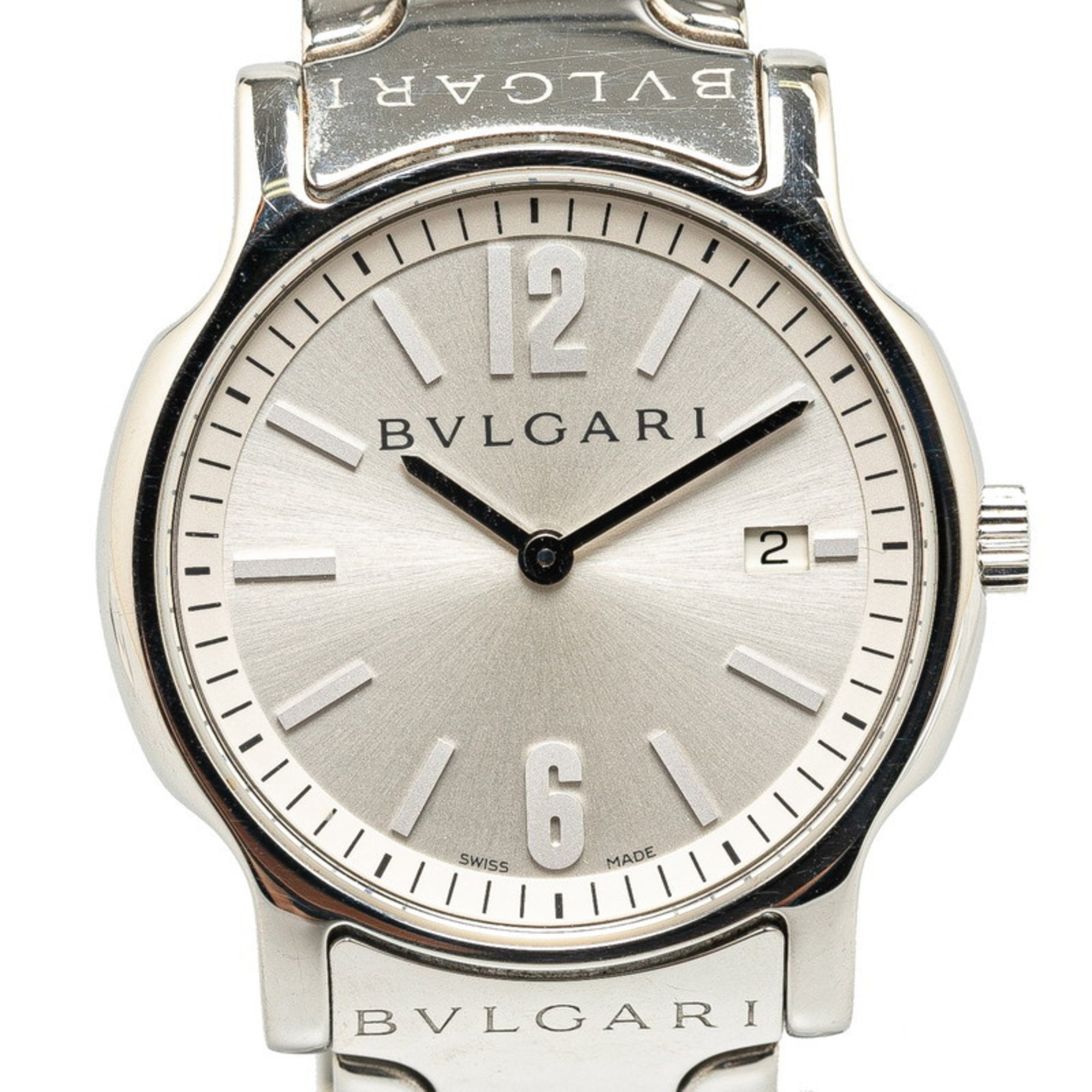 BVLGARI Solotempo Watch ST35S Quartz Silver Dial Stainless Steel Men's