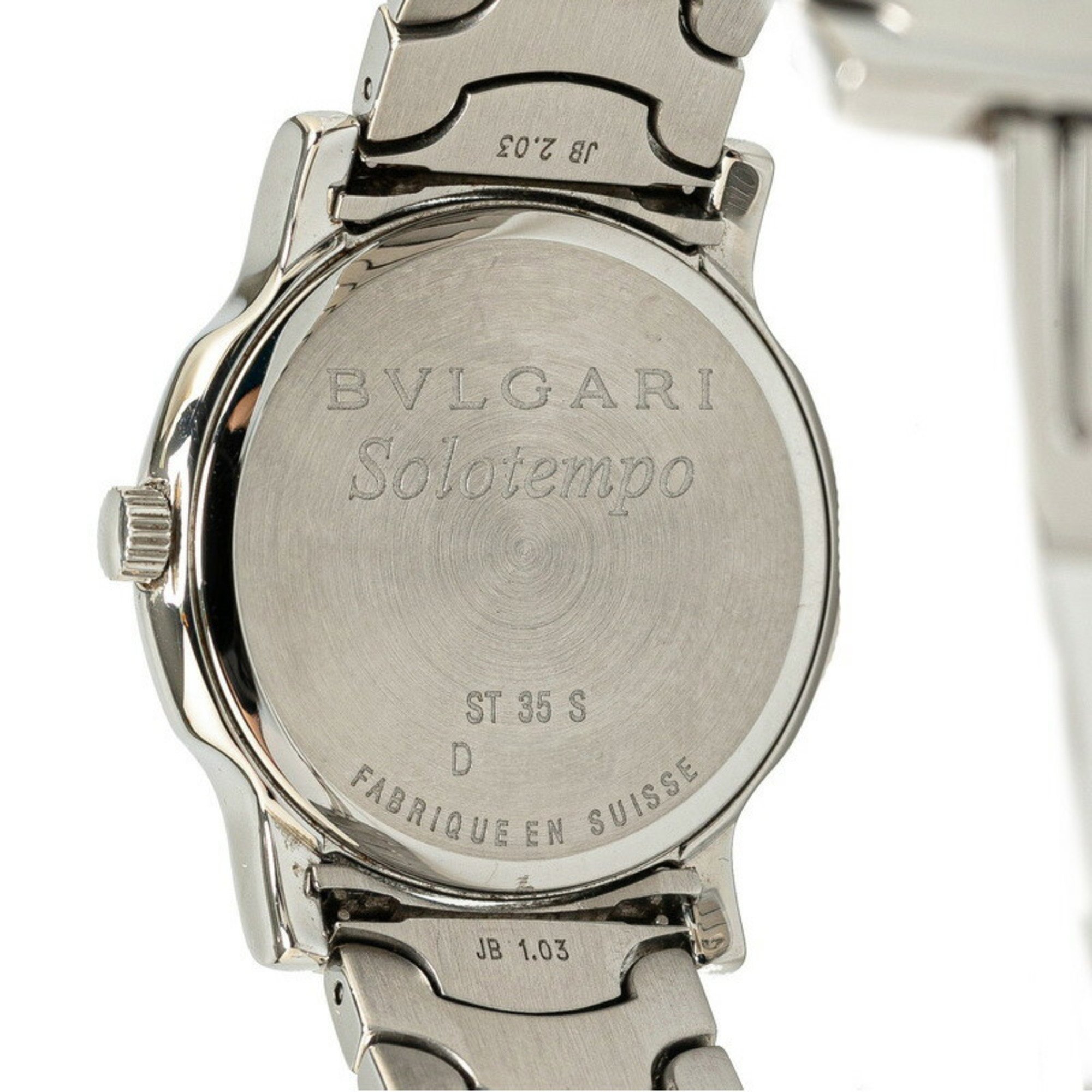 BVLGARI Solotempo Watch ST35S Quartz Silver Dial Stainless Steel Men's