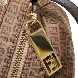 FENDI Zucchino Shoulder Bag Brown Nylon Leather Women's