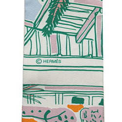 Hermes Twilly RAYURES D'ETE Rayures dete Jaune vif Scarf Muffler White Multicolor Silk Women's HERMES