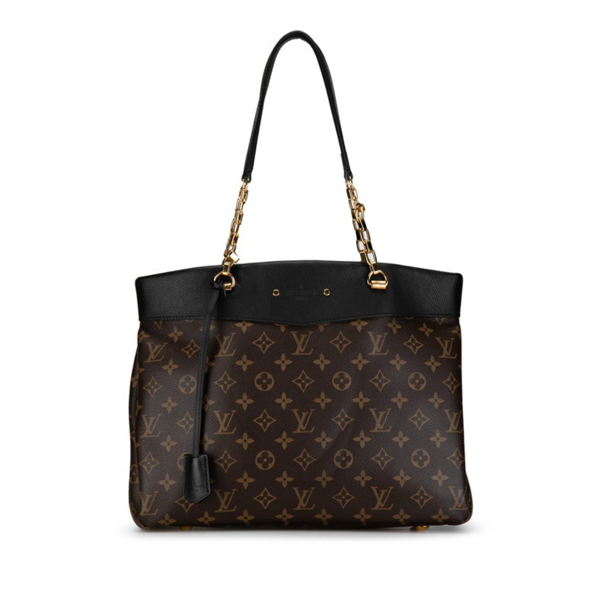 Louis Vuitton Monogram Pallas Shopper Handbag Tote Bag M51198 Brown Black PVC Leather Women's LOUIS VUITTON