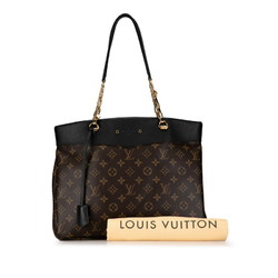 Louis Vuitton Monogram Pallas Shopper Handbag Tote Bag M51198 Brown Black PVC Leather Women's LOUIS VUITTON