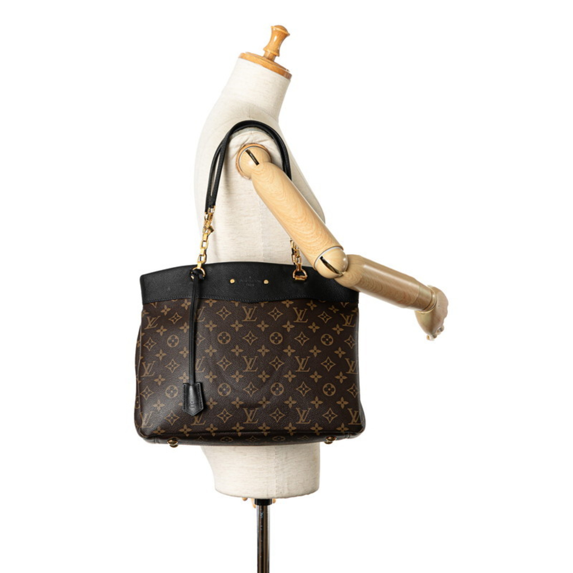 Louis Vuitton Monogram Pallas Shopper Handbag Tote Bag M51198 Brown Black PVC Leather Women's LOUIS VUITTON