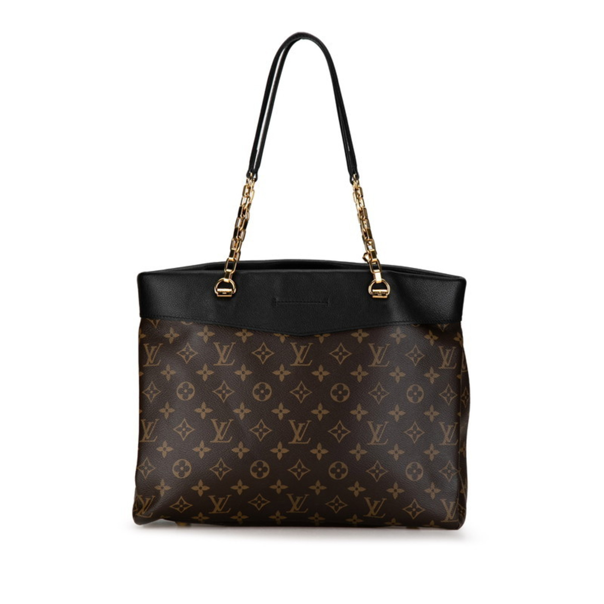 Louis Vuitton Monogram Pallas Shopper Handbag Tote Bag M51198 Brown Black PVC Leather Women's LOUIS VUITTON