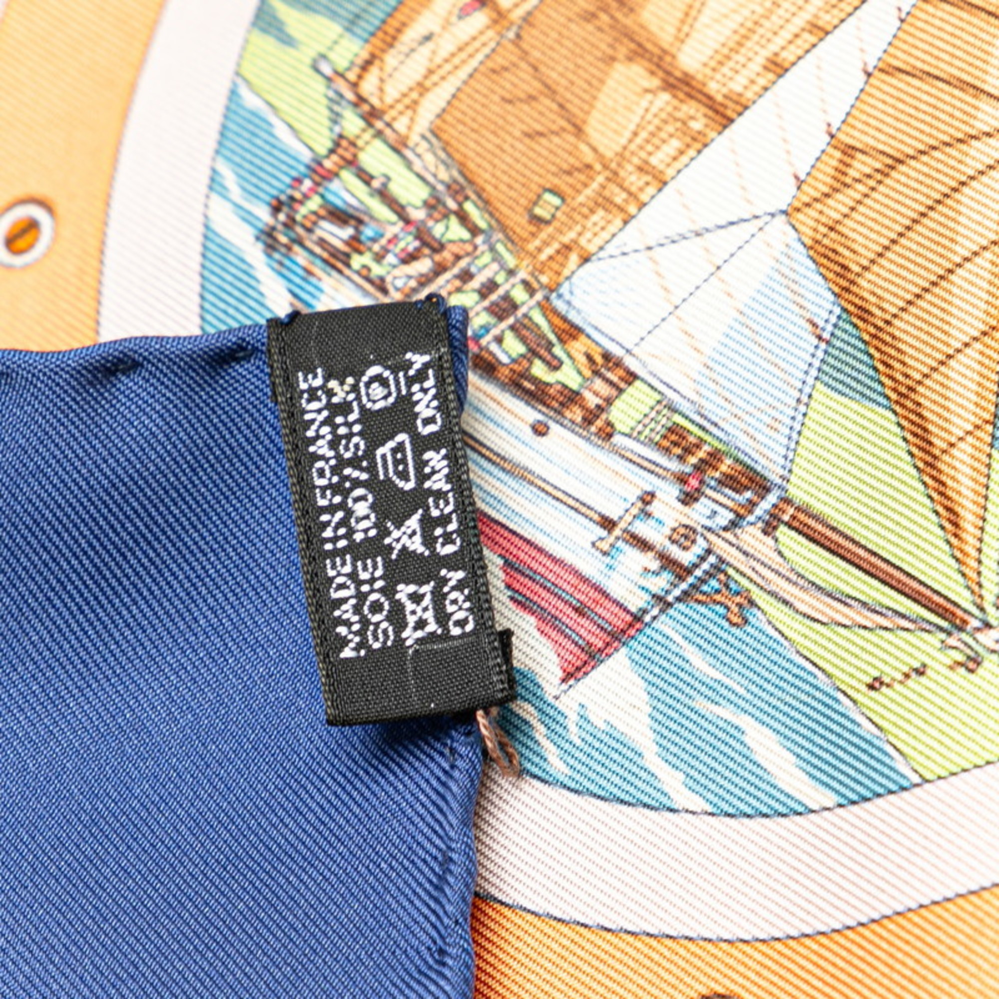 Hermes Carré 45 BELLES AMURES Sail Aesthetics Scarf Muffler Navy Multicolor Silk Women's HERMES