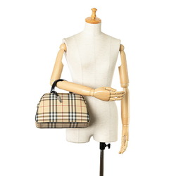 Burberry Nova Check Handbag Shoulder Bag Beige Black PVC Leather Women's BURBERRY