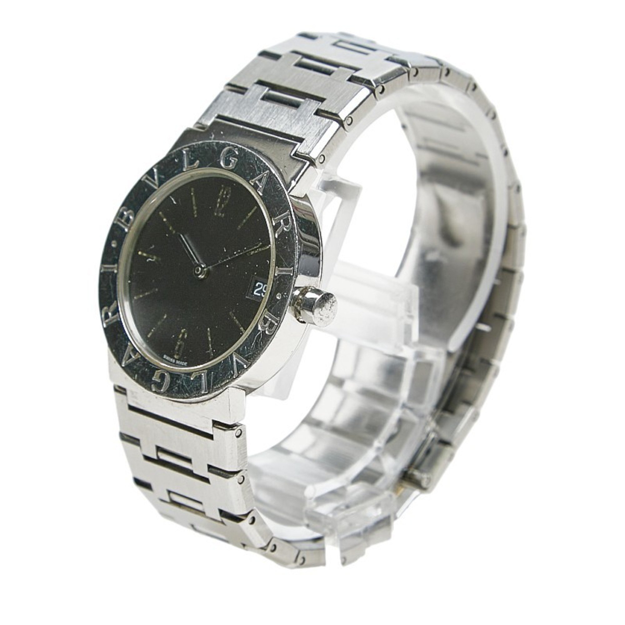 BVLGARI Watch BB30SS Quartz Black Dial Stainless Steel Women's