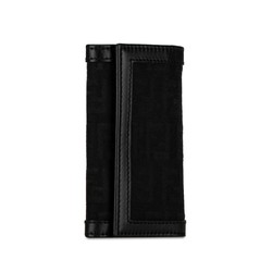 FENDI Zucchino 6-ring key case 8AP002 Black canvas leather women's