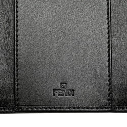 FENDI Zucchino 6-ring key case 8AP002 Black canvas leather women's