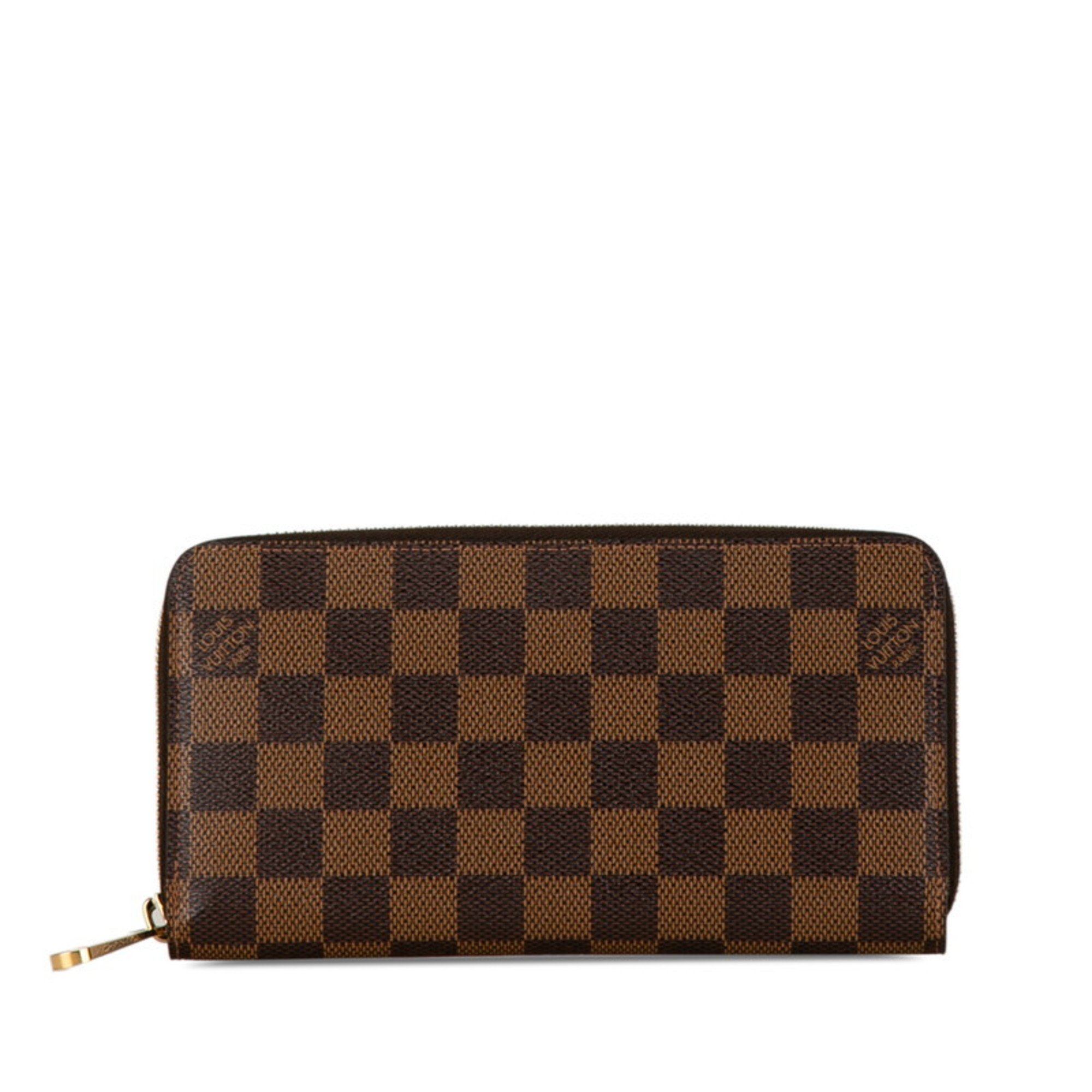 Louis Vuitton Damier Zippy Wallet Round Long N60015 Brown PVC Women's LOUIS VUITTON