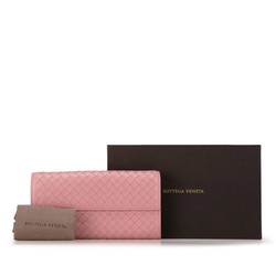 Bottega Veneta Intrecciato Long Wallet Pink Leather Women's BOTTEGAVENETA