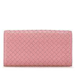 Bottega Veneta Intrecciato Long Wallet Pink Leather Women's BOTTEGAVENETA