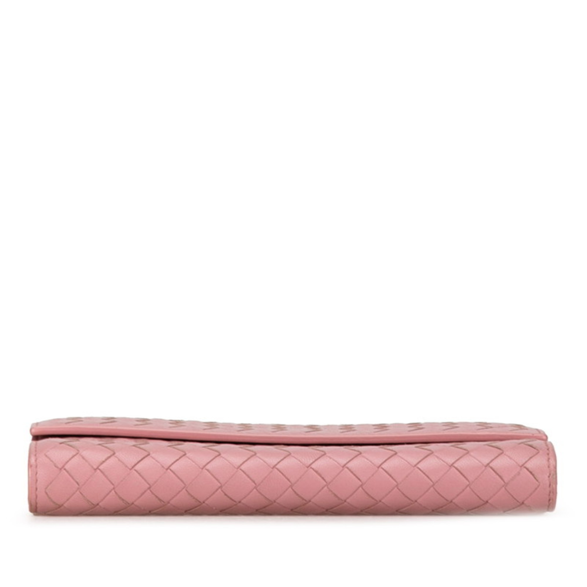 Bottega Veneta Intrecciato Long Wallet Pink Leather Women's BOTTEGAVENETA