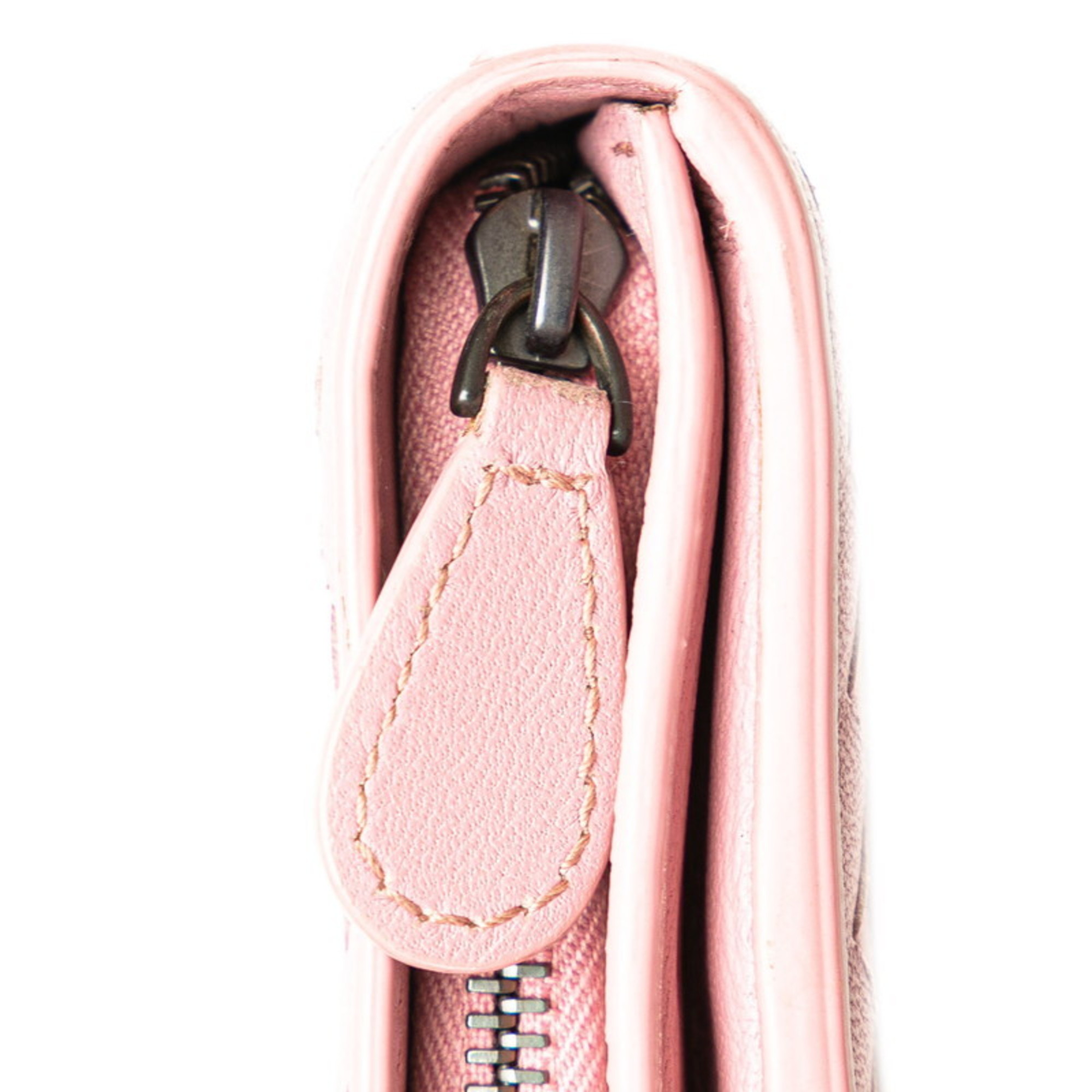 Bottega Veneta Intrecciato Long Wallet Pink Leather Women's BOTTEGAVENETA