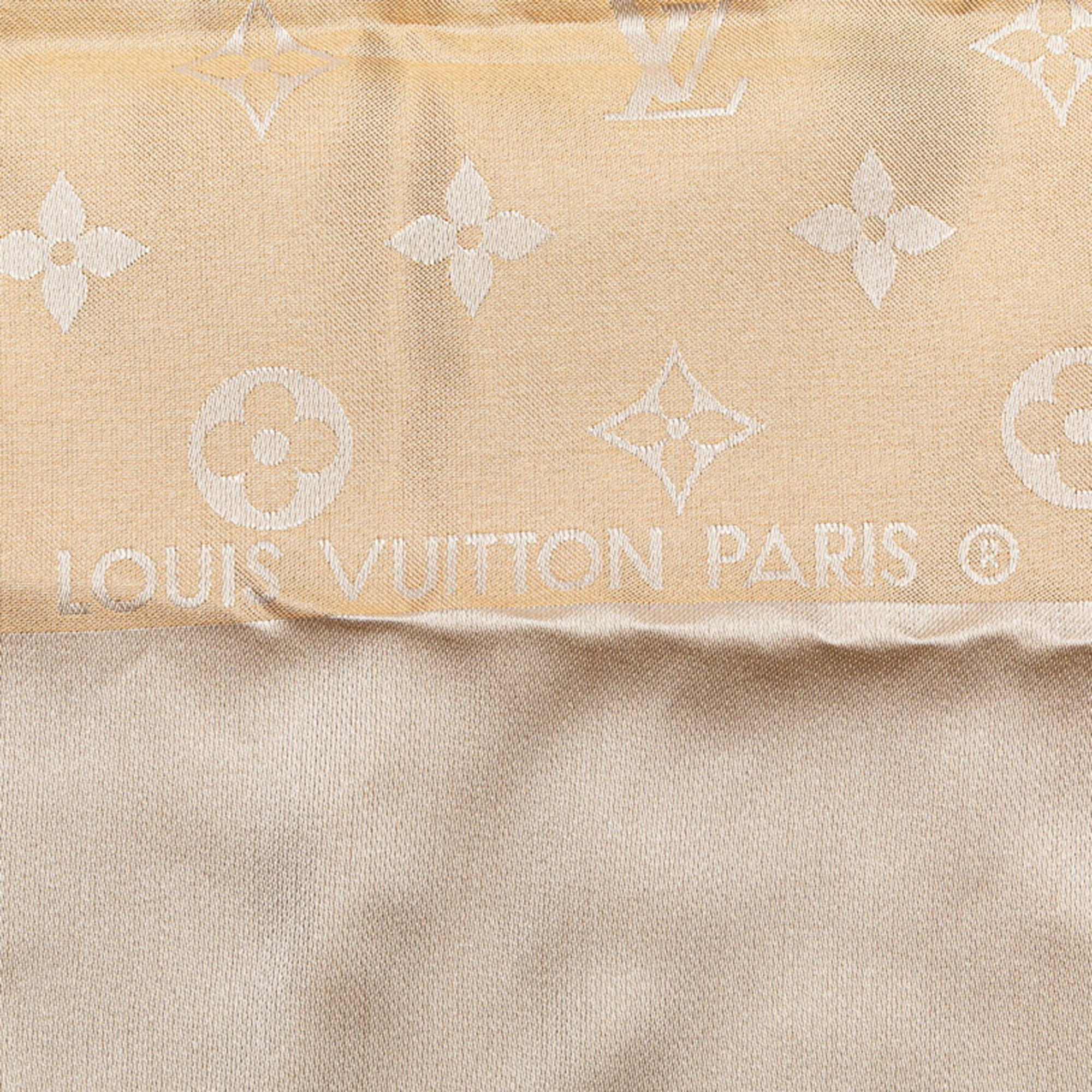 Louis Vuitton Monogram Twilly Scarf Muffler Beige Silk Women's LOUIS VUITTON