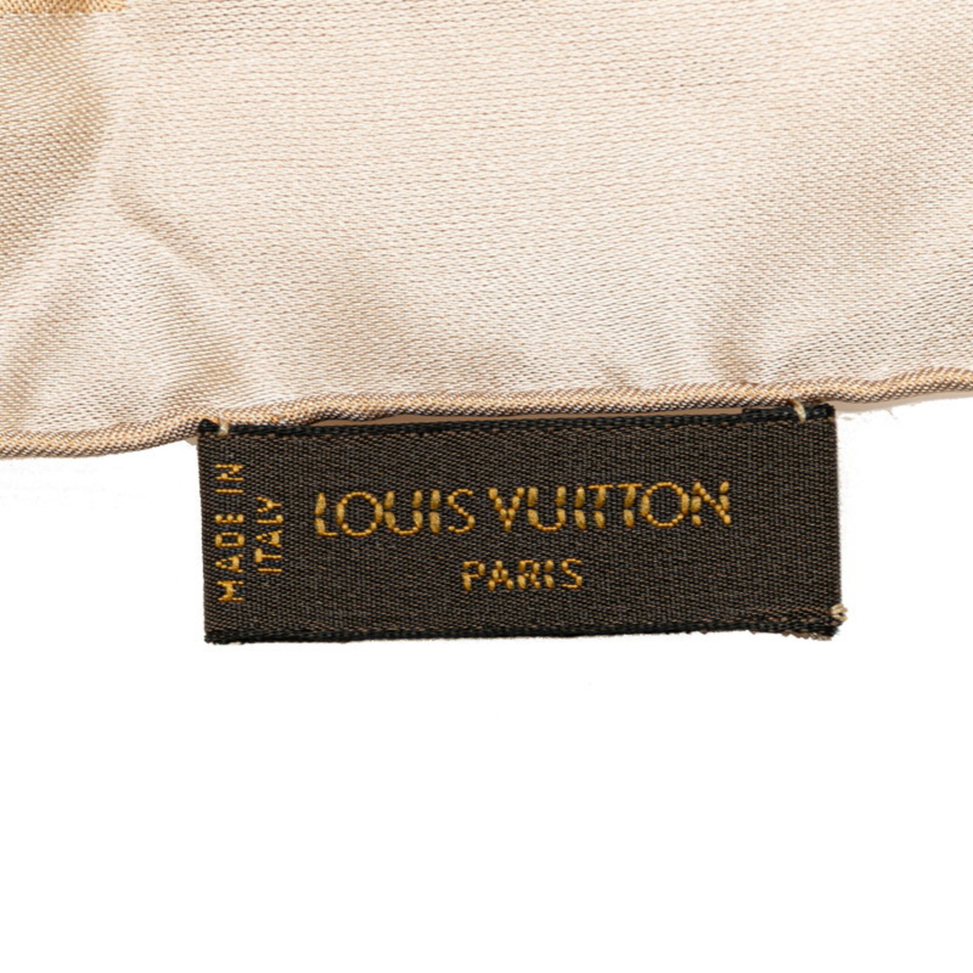 Louis Vuitton Monogram Twilly Scarf Muffler Beige Silk Women's LOUIS VUITTON