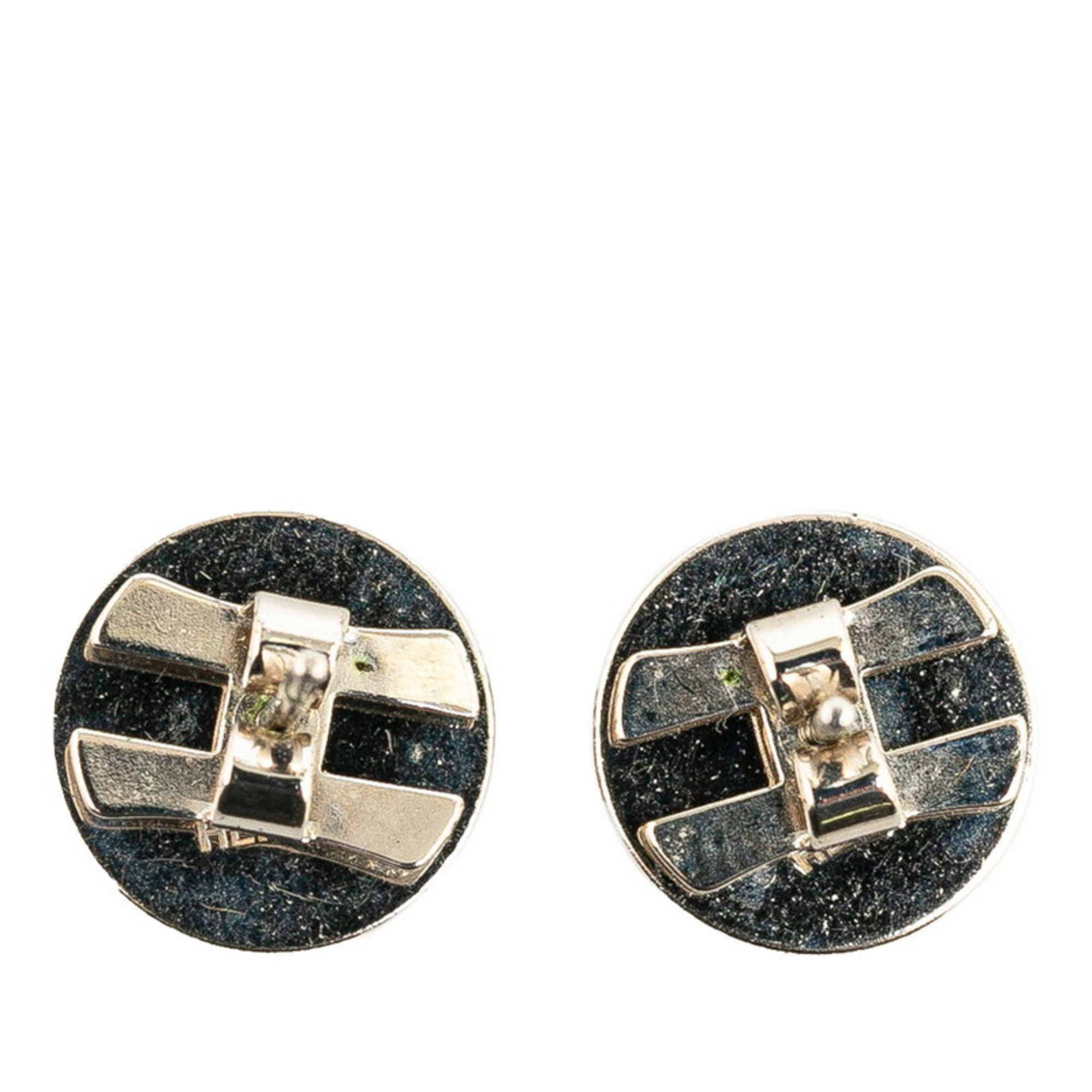 Hermes Eclipse Earrings Green Silver Metal Women's HERMES