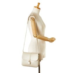 CELINE Medium Taboo Shoulder Bag White Leather Women's