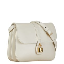 CELINE Medium Taboo Shoulder Bag White Leather Women's