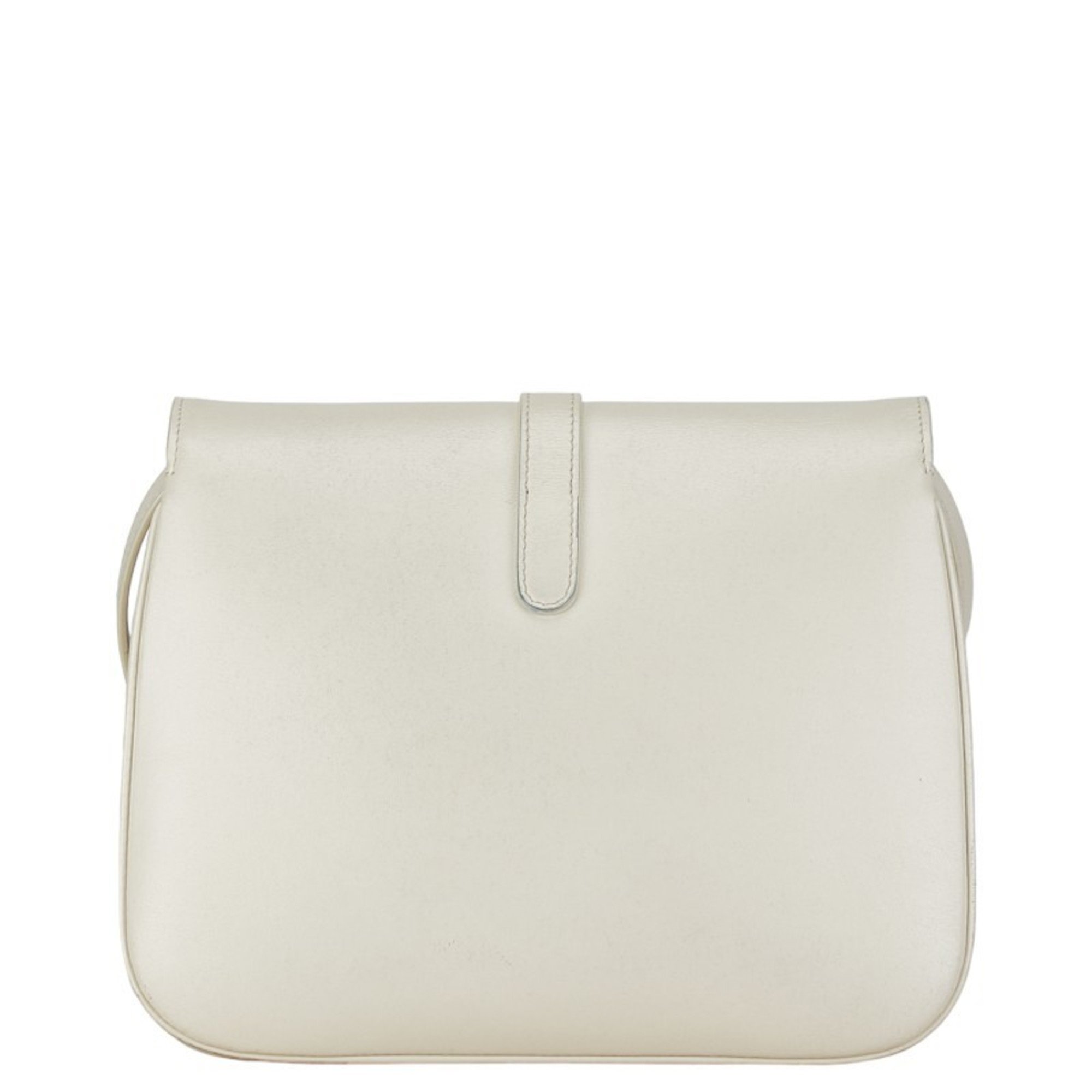 CELINE Medium Taboo Shoulder Bag White Leather Women's