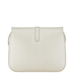 CELINE Medium Taboo Shoulder Bag White Leather Women's