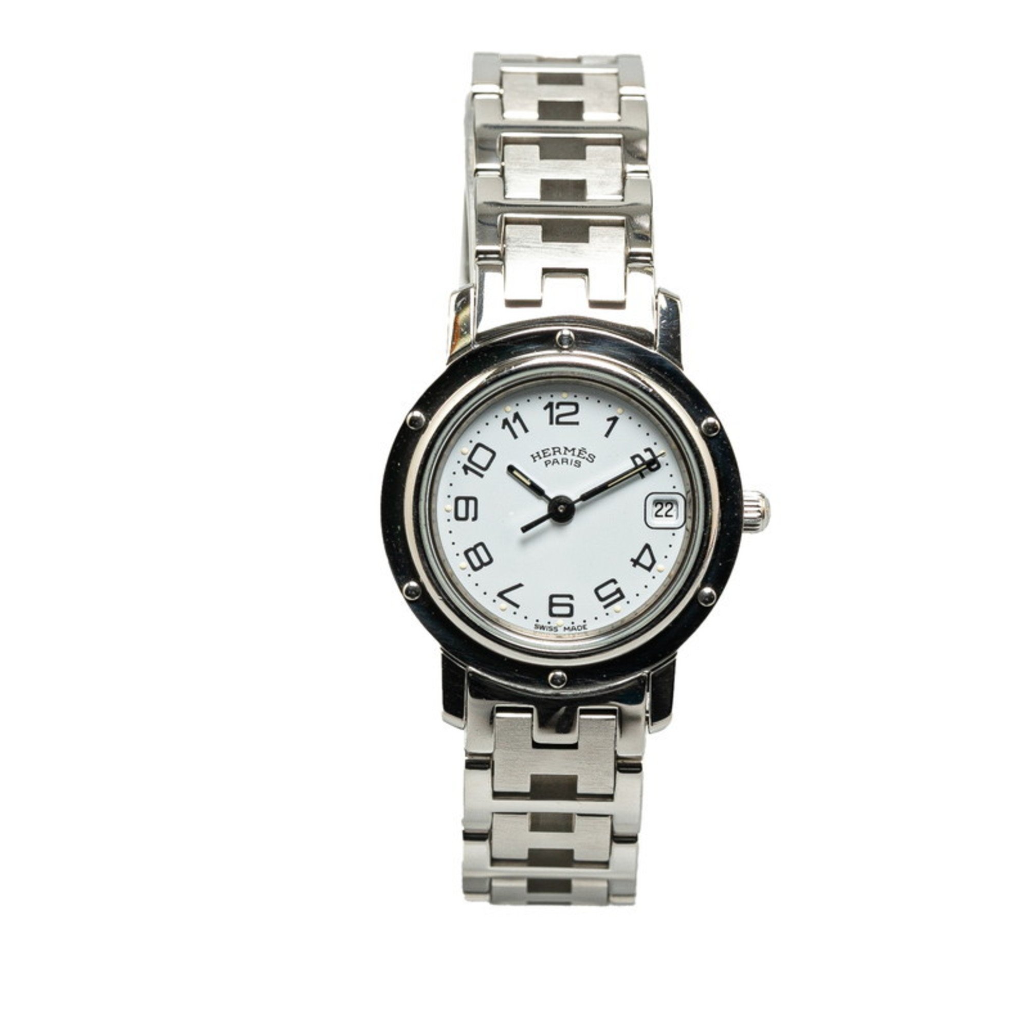 Hermes Clipper Watch CL4.210 Quartz White Dial Stainless Steel Women's HERMES