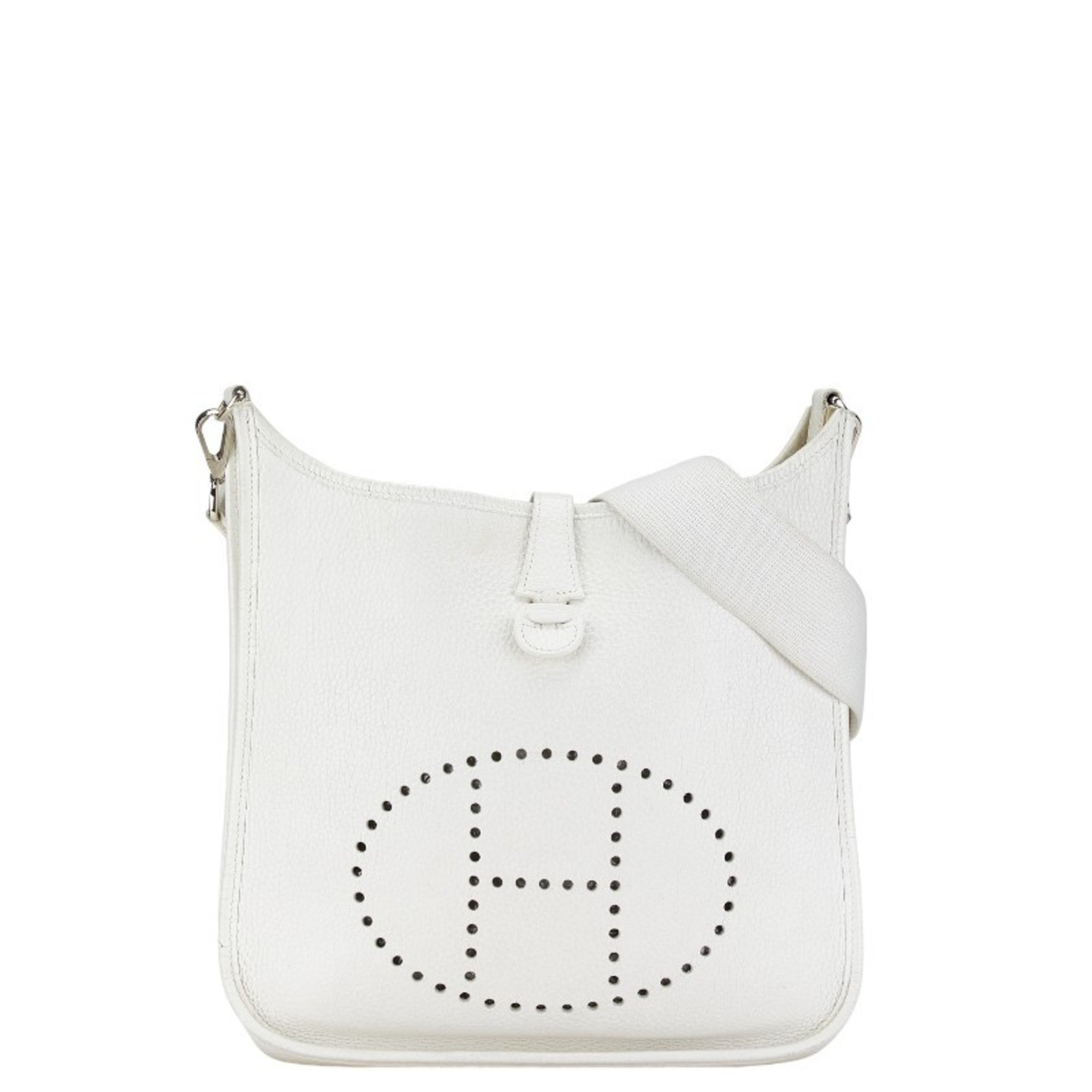 Hermes Evelyn PM Shoulder Bag White Silver Leather Women's HERMES