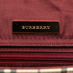 Burberry Nova Check Bag Handbag Beige Wine Red Canvas Leather Women's BURBERRY