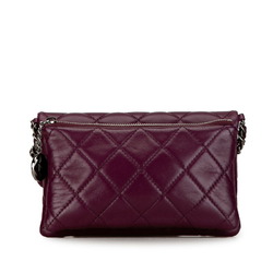 Chanel Coco Mark Matelasse Chain Shoulder Bag Purple Silver Leather Women's CHANEL