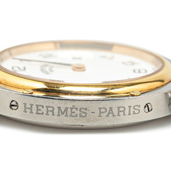 Hermes Clipper Watch Quartz White Dial Stainless Steel Plated Men's HERMES