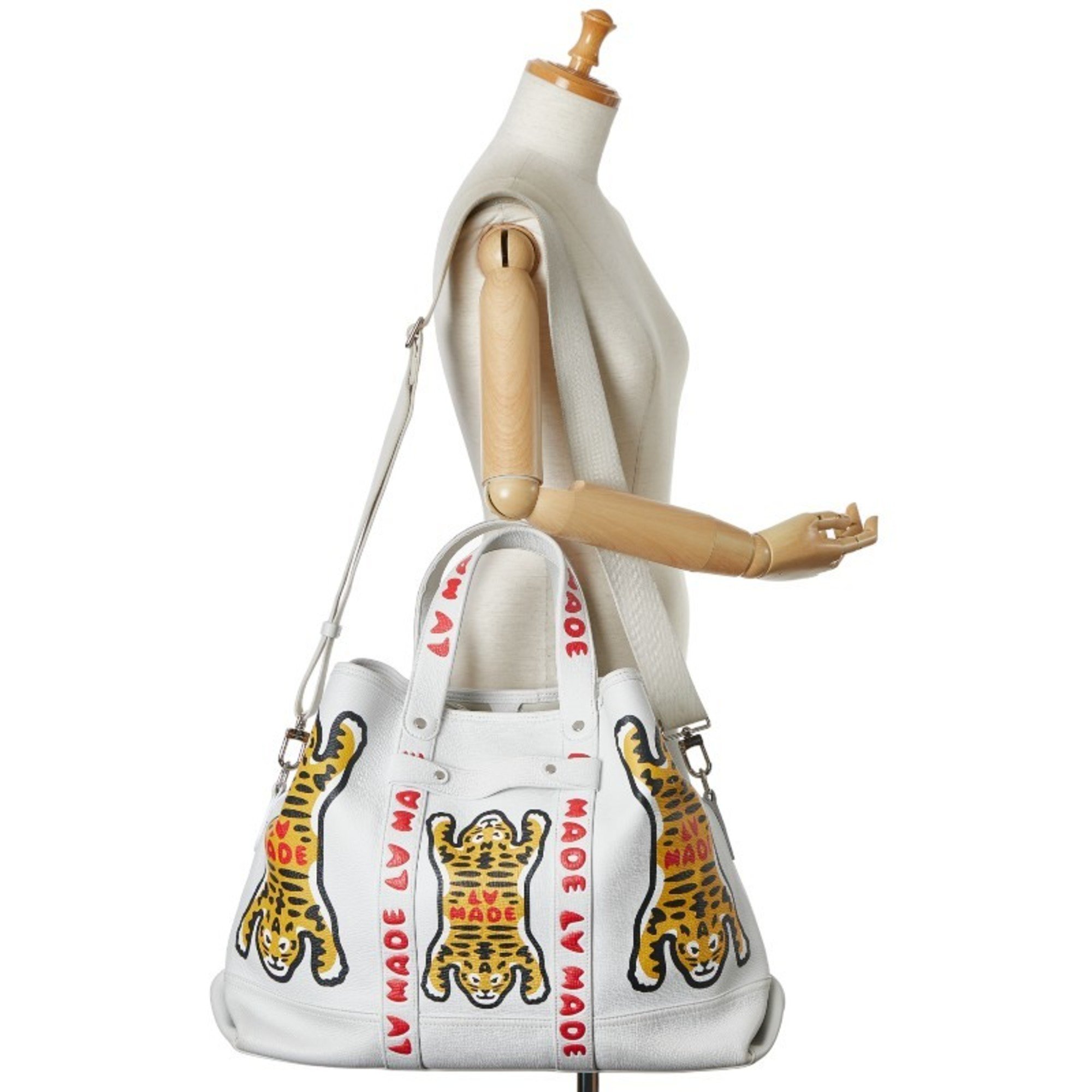 Louis Vuitton NIGO collaboration trolley tote bag shoulder M59366 white multicolor leather men's LOUIS VUITTON