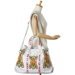 Louis Vuitton NIGO collaboration trolley tote bag shoulder M59366 white multicolor leather men's LOUIS VUITTON