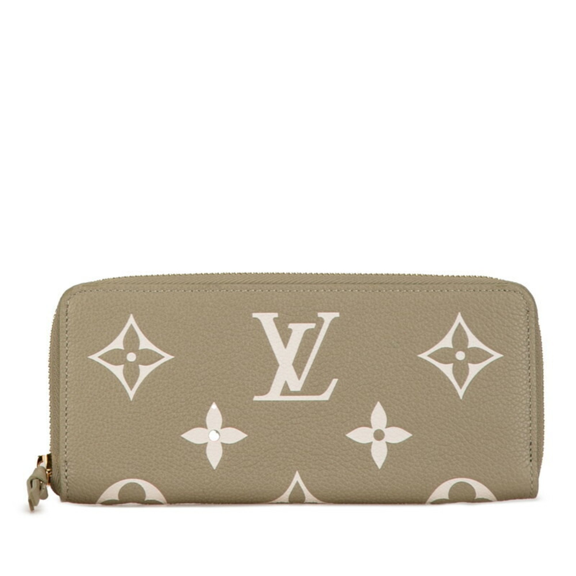 Louis Vuitton Bicolor Monogram Empreinte Portefeuille Clemence Round Long Wallet M82478 Creme Beige Calf Leather Women's LOUIS VUITTON