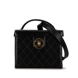 Chanel Coco Mark Bicolor Handbag Vanity Bag Shoulder Black Leather Women's CHANEL